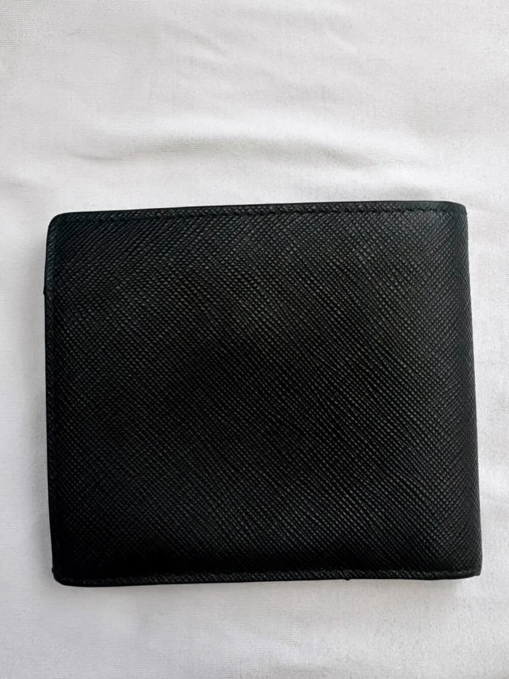 PRADA Black Saffiano Leather Bi-Fold Wallet - Milano Logo